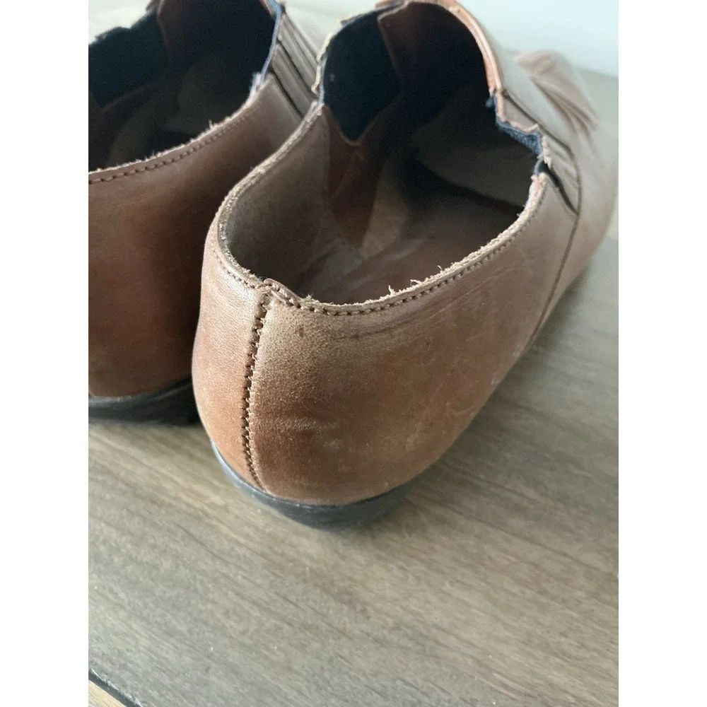 Ellemenno Womens Brown Leather Western Ankle Boots Booties Size 8.5‎